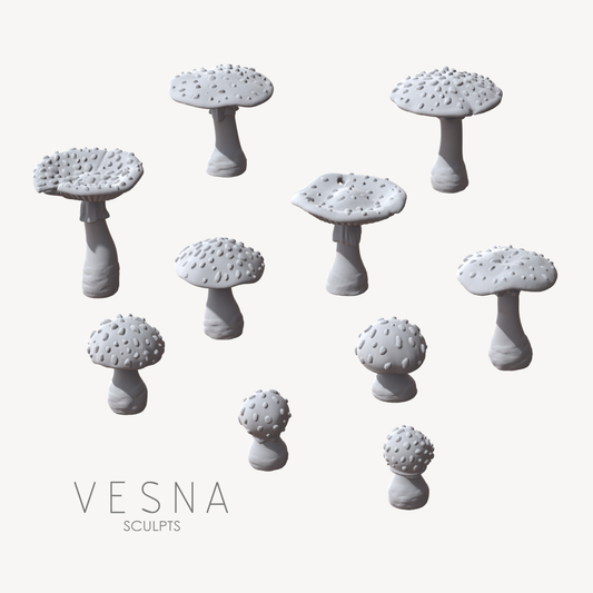 Fly Agaric Mushrooms: ABS-Like Resin Miniatures by Vesna Basing Bits