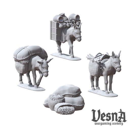 Set of 3 Donkeys with Packs