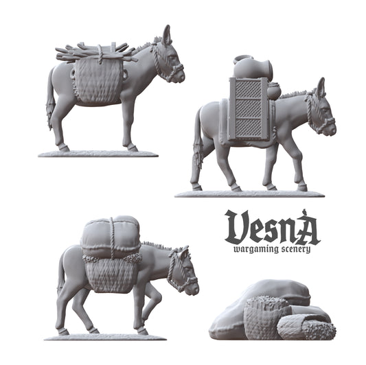 Set of 3 Donkeys with Packs