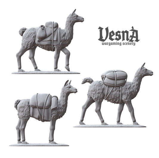 Set of 3 Llamas with Packs