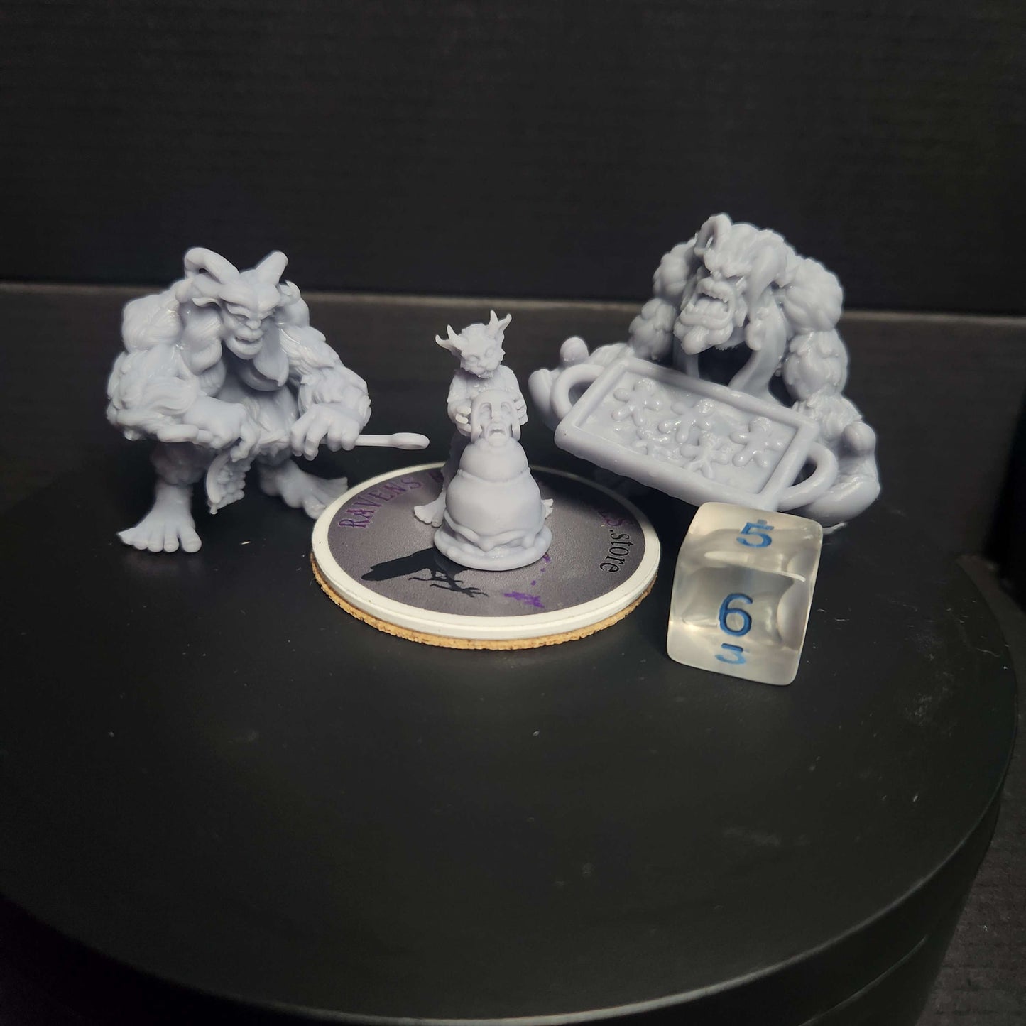 Christmas Themed Miniatures Set: Yeti Family, Tree, Presents, and Baubles